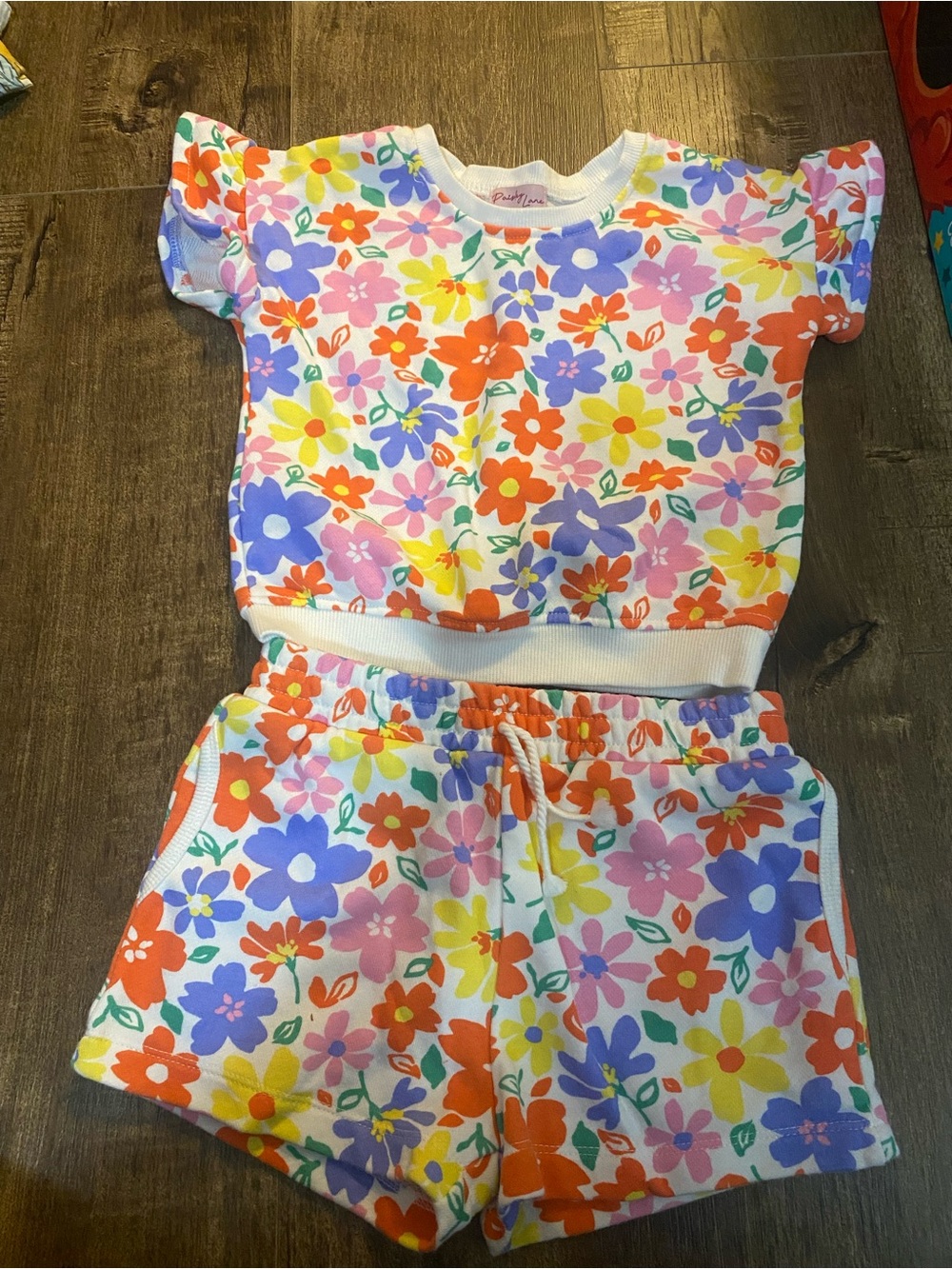 Girls Floral Short Set — Multicolor